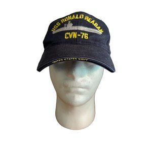 USS RONALD REAGAN CVN-76 NAVY SHIP Eagle Crest HAT  CAP Strap Back Blue